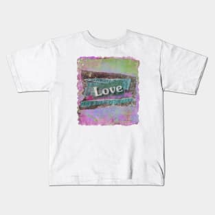 Mixed-Media Look Collage Soft Palette Grunge Love Kids T-Shirt